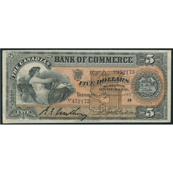 Canadian Bank of Commerce $5, 1907