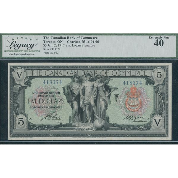 Canadian Bank of Commerce $5, 1917