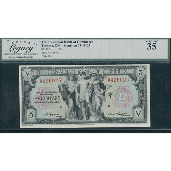 Canadian Bank of Commerce $5, 1935
