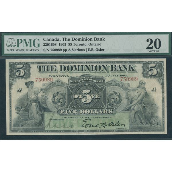 Dominion Bank $5, 1905