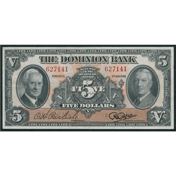 Dominion Bank $5, 1938