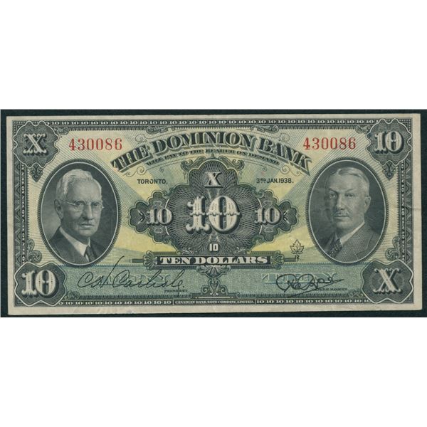 Dominion Bank $10, 1938