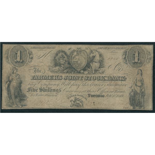 Farmer's Joint Stock Bank $1, 1849