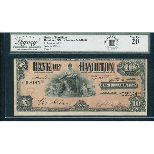 Bank of Hamilton $10, 1904