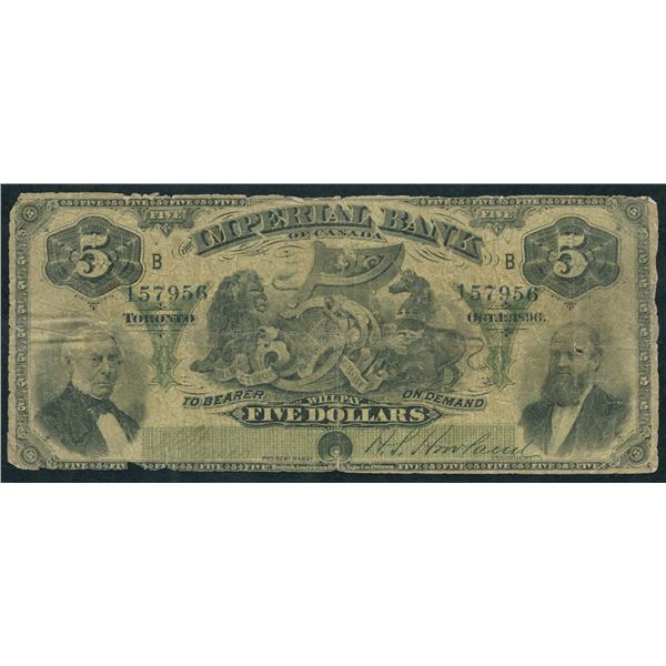 Imperial Bank of Canada $5, 1896