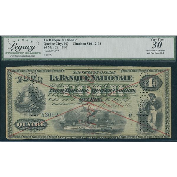 La Banque Nationale $4, 1870
