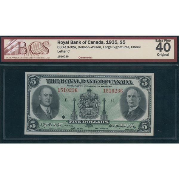 Royal Bank of Canada $5, 1935