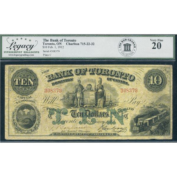Bank of Toronto $10, 1912