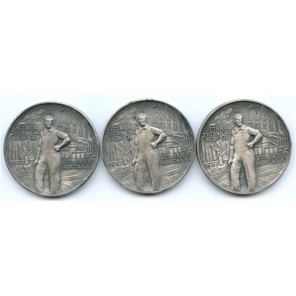 Ottawa Technical School Silver Medals - Lot of 3