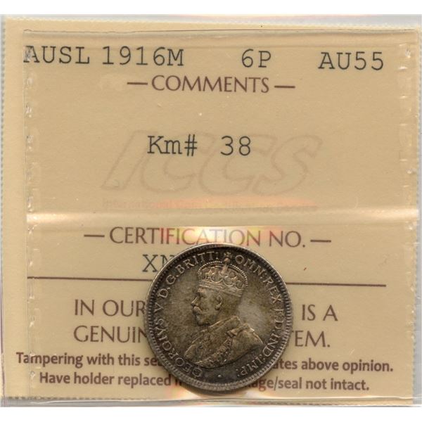 1916M Australia Six Pence