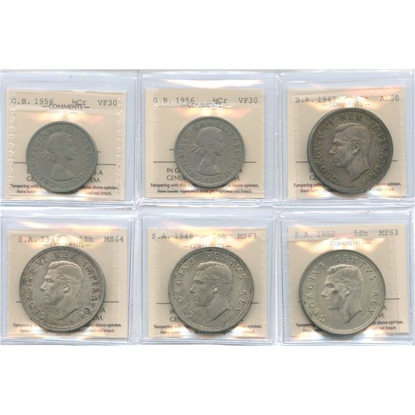 Great Britain Half Crowns and South Africa Five Shillings