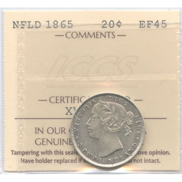 1865 Newfoundland Twenty Cents