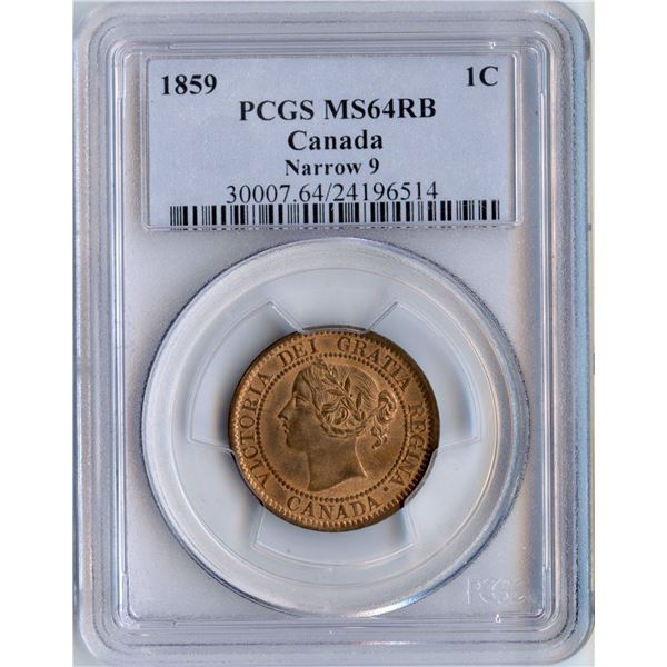 1859 One Cent - Narrow 9