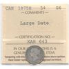 Image 1 : 1875H Five Cents - Large Date