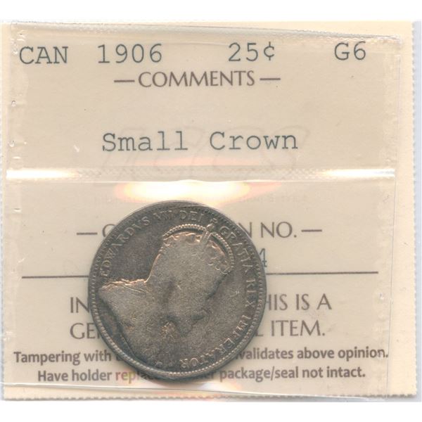 1906 Twenty-Five Cents - Small Crown