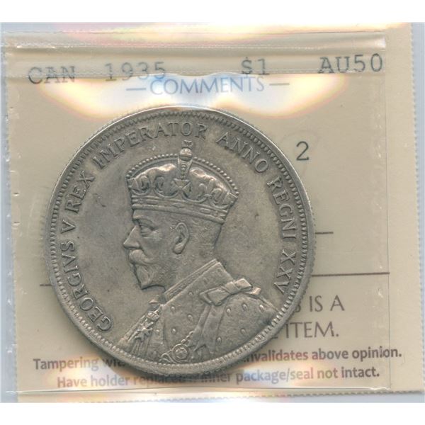1935 Silver Dollar - J. O. P. Counterstamped