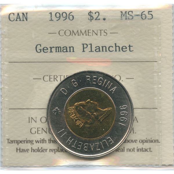 1996 Toonie - German Planchet