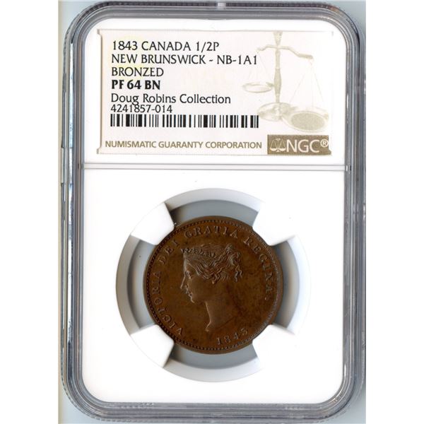 1843 New Brunswick Proof Half Cent