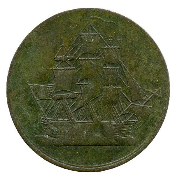 Seated Justice Bale Marked S.J. & Co., Copper.