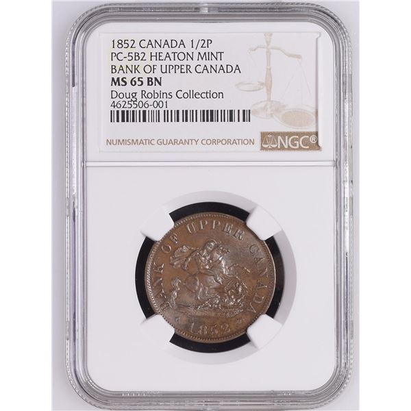 Province of Canada. Bank of Upper Canada Proof "St. George" 1/2 Penny Token