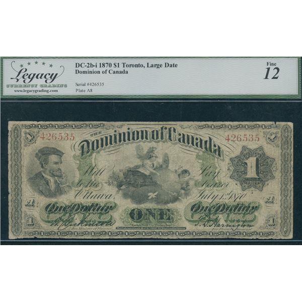 Dominion of Canada $1, 1870 - Payable at Toronto (Large Date)