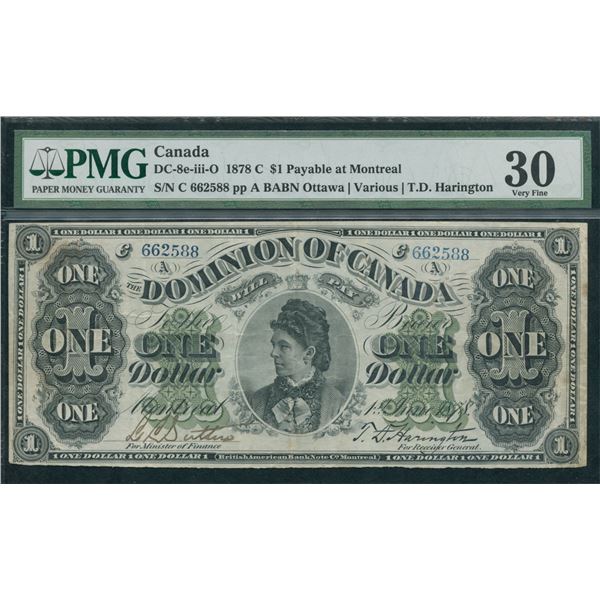 Dominion of Canada $1, 1878 - Payable at Montreal