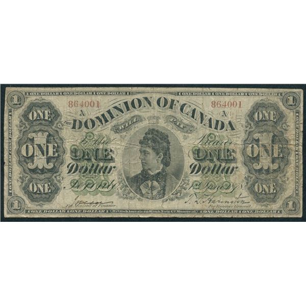 Dominion of Canada $1, 1878 - Payable at Toronto