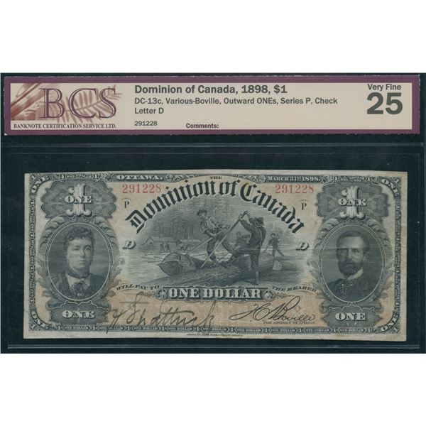 Dominion of Canada $1, 1898 - Outward One's