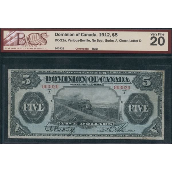 Dominion of Canada $5, 1912