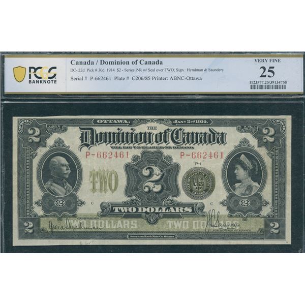 Dominion of Canada $2, 1914