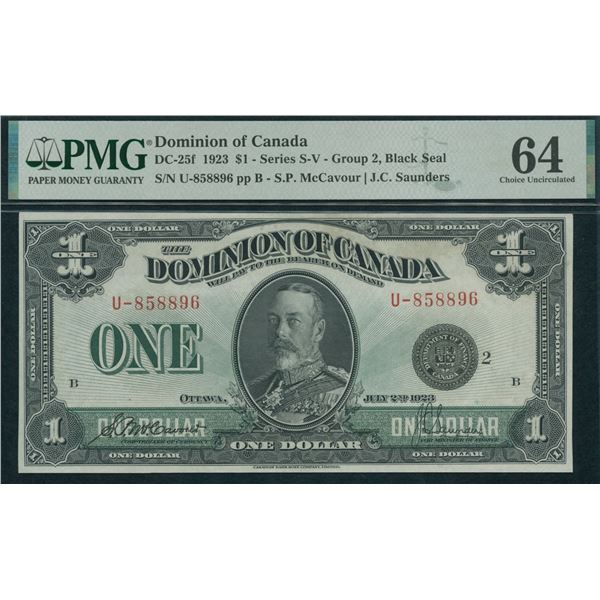 Dominion of Canada $1, 1923 - Black Seal