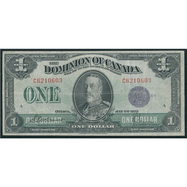 Dominion of Canada $1, 1923 - Purple Seal