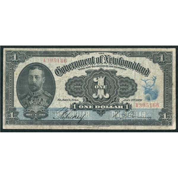 Government of Newfoundland $1, 1920