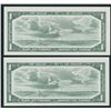 Image 2 : Bank of Canada $1, 1954 - Lot of 2 Consecutive Replacement Binary Notes