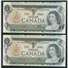 Image 1 : Bank of Canada $1, 1973 - Lot of 2 Consecutive Cut out of Register