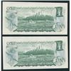 Image 2 : Bank of Canada $1, 1973 - Lot of 2 Consecutive Cut out of Register