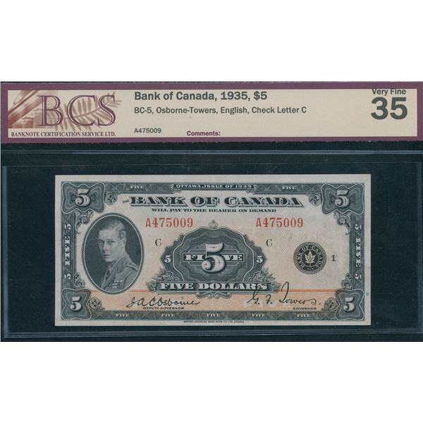 Bank of Canada $5, 1935
