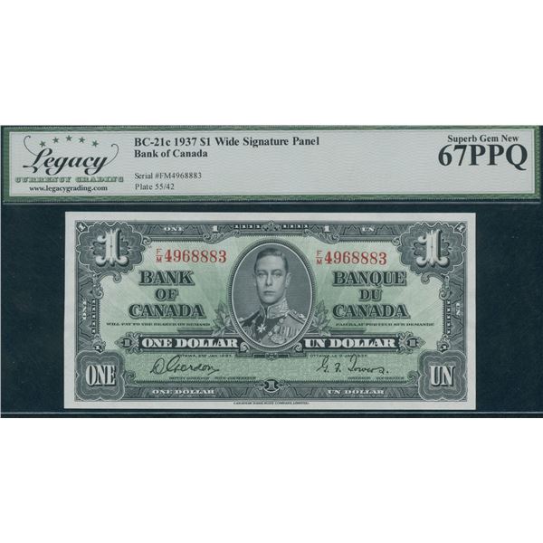 Bank of Canada $1, 1937 - Superb Gem