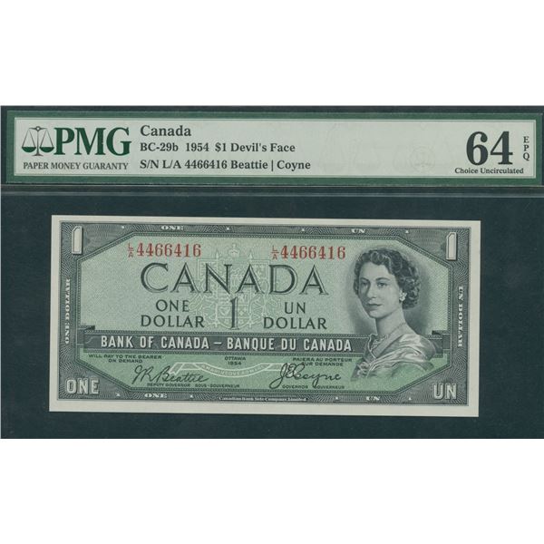 Bank of Canada $1, 1954 - Devil's Face