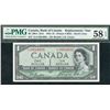 Image 1 : Bank of Canada $1, 1954 - Devil's Face Replacement