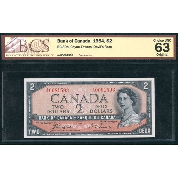 Bank of Canada $2, 1954 - Devil's Face