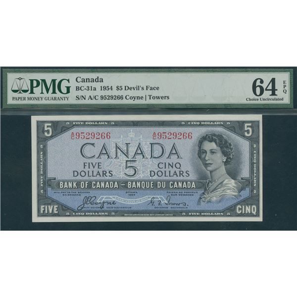 Bank of Canada $5, 1954 - Devil's Face