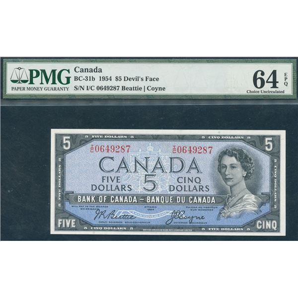 Bank of Canada $5, 1954 - Devil's Face, Changeover