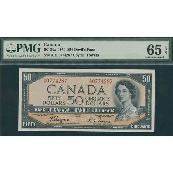 Bank of Canada $50, 1954 - Devil's Face