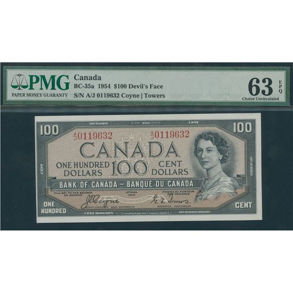 Bank of Canada $100, 1954 - Devil's Face