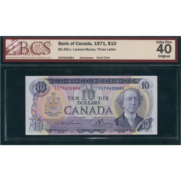 Bank of Canada $10, 1971 - Rare Good Over