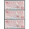 Image 2 : Bank of Canada $50, 1988 - Lot of 3 Consecutives