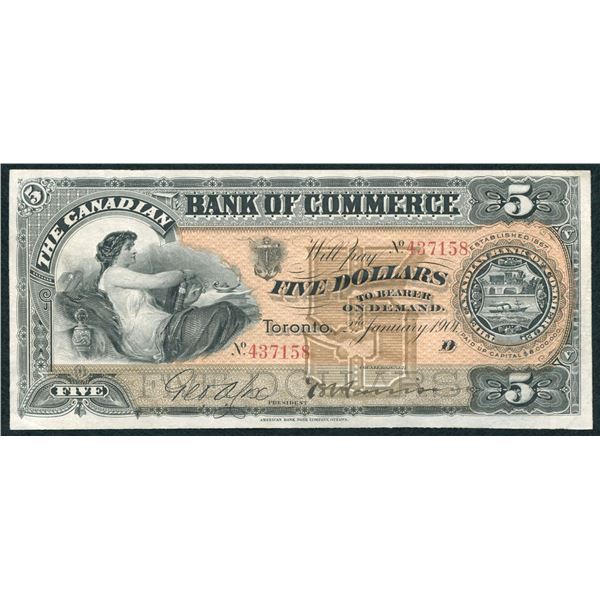 Canadian Bank of Commerce $5, 1901