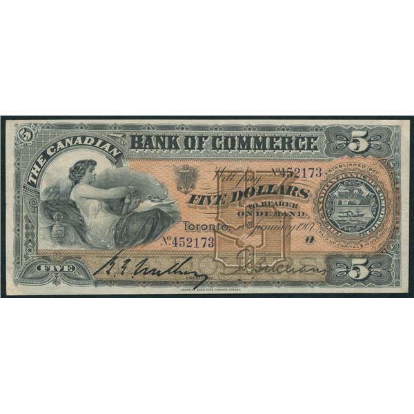 Canadian Bank of Commerce $5, 1907