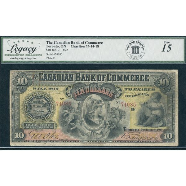 Canadian Bank of Commerce $10, 1892